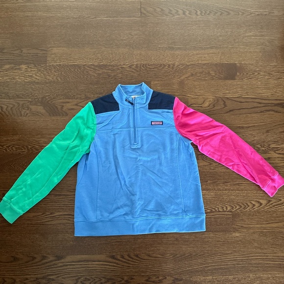 Vineyard Vines Tops - Vineyard Vines Blue and Green Quarter-Zip Sweatshirt
